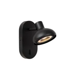 Lucide SENSAS Bedlamp-Zwart-1xGU10 (ES111)-12W-Staal Discount