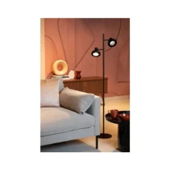 Lucide SENSAS Vloerlamp-Zwart-2xGU10 (ES111)-12W-Staal Outlet