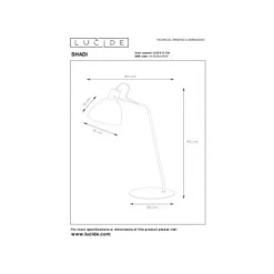 Lucide SHADI - Bureaulamp - Ø 20 cm - 1xE14 - Zwart Online