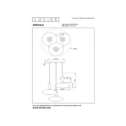Lucide SINGALA Hanglamp-Mat Go.-3xE27-60W-Glas Sale