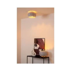 Lucide SPENCER Tafellamp-Grijs-Ø30-1xE27-40W-Vilt Discount