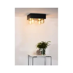 Lucide SURTUS Plafonnier 4xE27 60W Zwart Hot