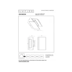 Lucide SWINDON Wandlamp Buiten-Zwart-LED-16W-2700K-IP54 Outlet