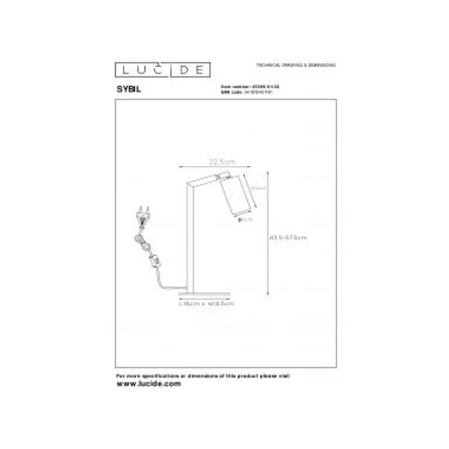 Lucide SYBIL - Tafellamp - 1xGU10 - Zwart Hot