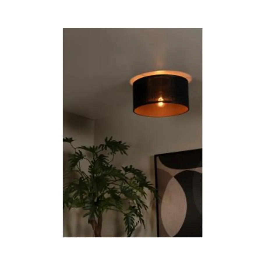 Lucide TAGALOG Plafonnière-Zwart-Ø40-1xE27-40W-Bamboe Outlet