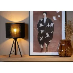 Lucide TAGALOG Tafellamp-Zwart-Ø26-1xE27-40W-Bamboe Hot