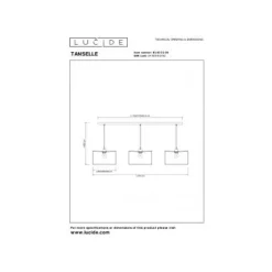 Lucide TANSELLE Hanglamp-Multic.-3xE27-60W-Bamboe Clearance