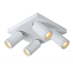 Lucide TAYLOR - Plafondspot Badkamer - LED Dim to warm - GU10 - 4x5W 2200K/3000K - IP44 - Wit Hot