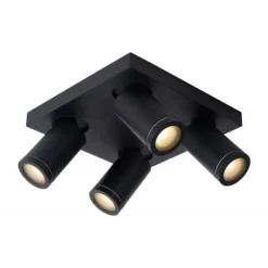 Lucide TAYLOR - Plafondspot Badkamer - LED Dim to warm - GU10 - 4x5W 2200K/3000K - IP44 - Zwart Sale