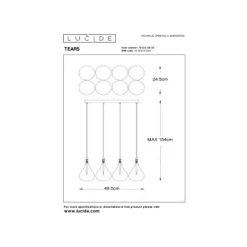 Lucide TEARS Hanglamp-Zwart-LED Dimb.-8xG4-1,5W-3000K Sale
