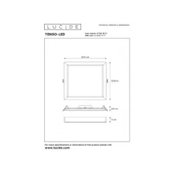 Lucide TENDO-LED Plafondlicht Vierkant 22/22cm 18W 1340LM
