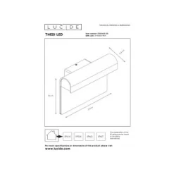 Lucide THESI LED - Wandlamp Buiten - LED - 1x8W 3000K - IP54 - Zwart Discount