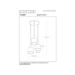 Lucide TOLEDO - Hanglamp - 3xE27 - Amber