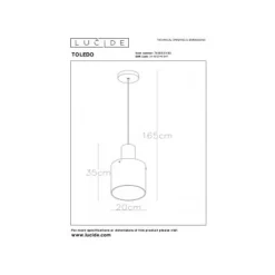 Lucide TOLEDO Hanglamp E27/60W Koper / Amber glas Clearance
