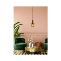 Lucide TOLEDO Hanglamp E27/60W Koper / Amber glas Clearance