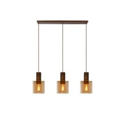 Lucide TOLEDO Hanglamp 3xE27/60W Koper / Amber glas Clearance