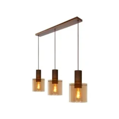 Lucide TOLEDO Hanglamp 3xE27/60W Koper / Amber glas Clearance