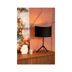 Lucide TONDO Tafellamp-Zwart-Ø30-1xE27-60W-Katoen Online