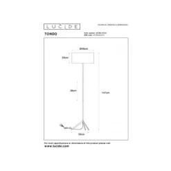 Lucide TONDO Vloerlamp-Mat Go.-Ø38-1xE27-60W-Katoen Outlet