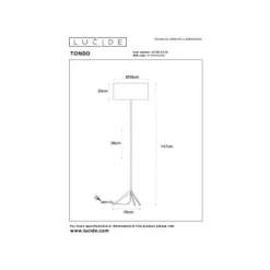 Lucide TONDO Vloerlamp-Zwart-Ø38-1xE27-60W-Katoen Online
