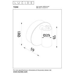 Lucide TONI - Oplaadbare Wandspot / Wandlamp - Accu/Batterij - Ø 8,1 cm - LED Dimb. - CCT - 1x2W 2700K/4000K - Magnetisch - Koffie Online