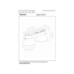 Lucide TRIGONO Plafondspot-Wit-2xGU10 (ES111)-12W-Metaal New