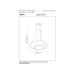 Lucide TRINITI - Hanglamp - Ø 80 cm - LED Dimb. - 1x125W 3000K - Zwart Discount