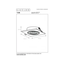 Lucide TUBE Inbouwspot GU10 Vierkant Ø9.2cm Zwart Outlet