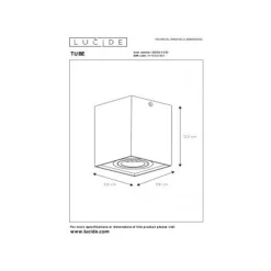 Lucide TUBE Spot GU10 Opbouw Vierk 9.6/9.6/12.5cm Zwart Best
