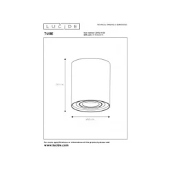 Lucide TUBE Spot Opbouw GU10 Rond D9.6 H12.5cm Zwart Online