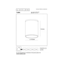 Lucide TUBIX - Plafondspot Buiten - Ø 10,8 cm - 1xE27 - IP54 - Antraciet Online