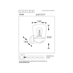 Lucide TULSA Wandlamp Buiten-Zwart-1xE27-40W-IP44-Glas Best