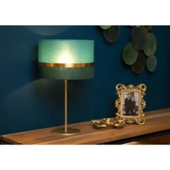 Lucide TUSSE. Tafellamp-Groen-Ø30-1xE14-40W-Linnen Best