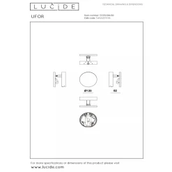 Lucide UFOR Wandlamp-Zwart-LED Dimb.-5,7W-1800K/3000K Clearance