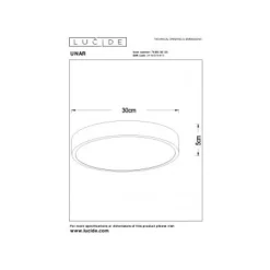 Lucide UNAR Plafonnière-Zwart-Ø30-LED Dimb.-18W-2700K