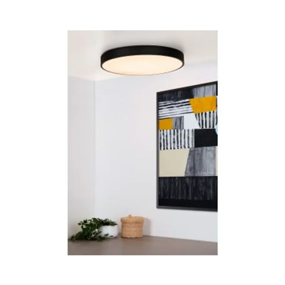 Lucide UNAR Plafonnière-Zwart-Ø49,5-LED Dimb.-36W-2700K Hot