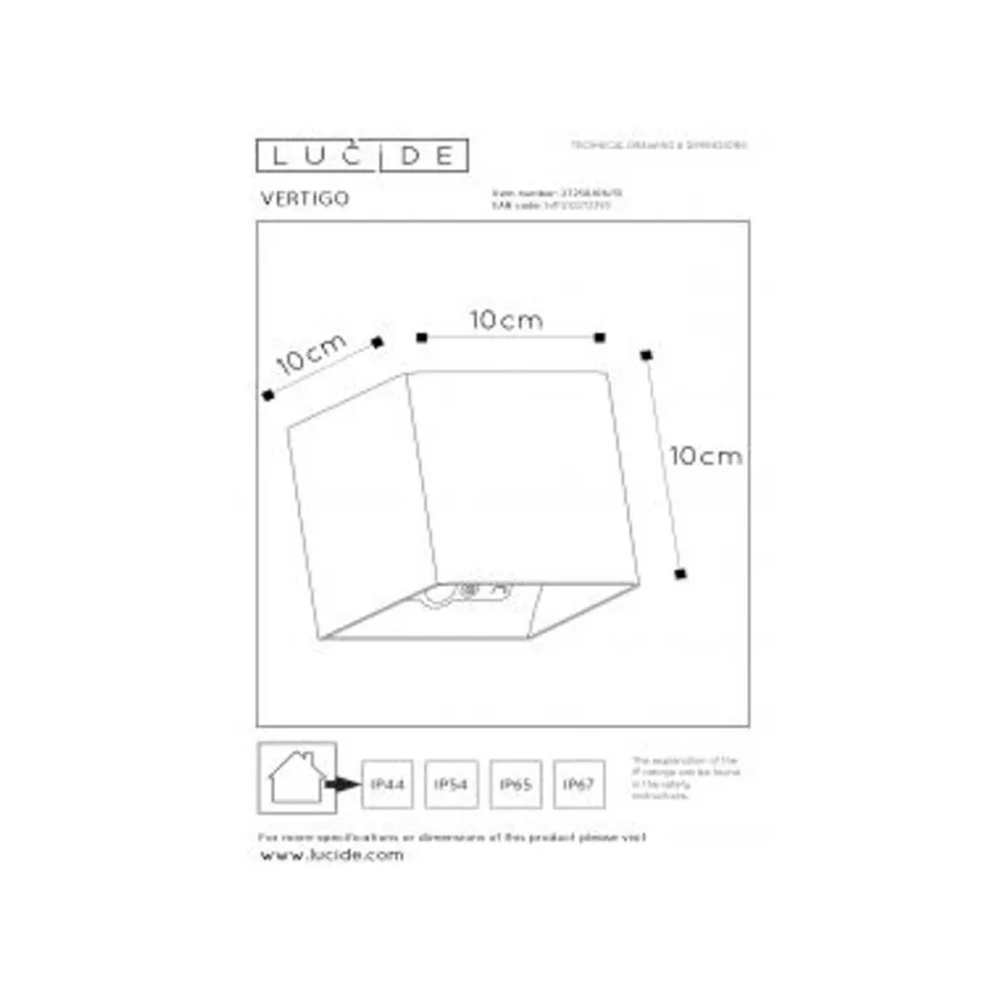 Lucide VERTIGO Wandlamp-Wit-LED Dimb.-6W-2700K-5V-IP54 Sale