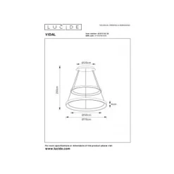 Lucide VIDAL Hanglamp-Zwart-Ø78-LED Dimb.-92W-2700K Outlet