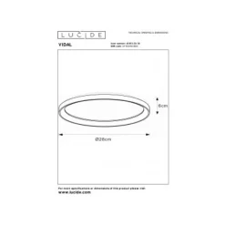 Lucide VIDAL Plafonnière-Zwart-Ø28-LED Dimb.-20W-2700K Sale