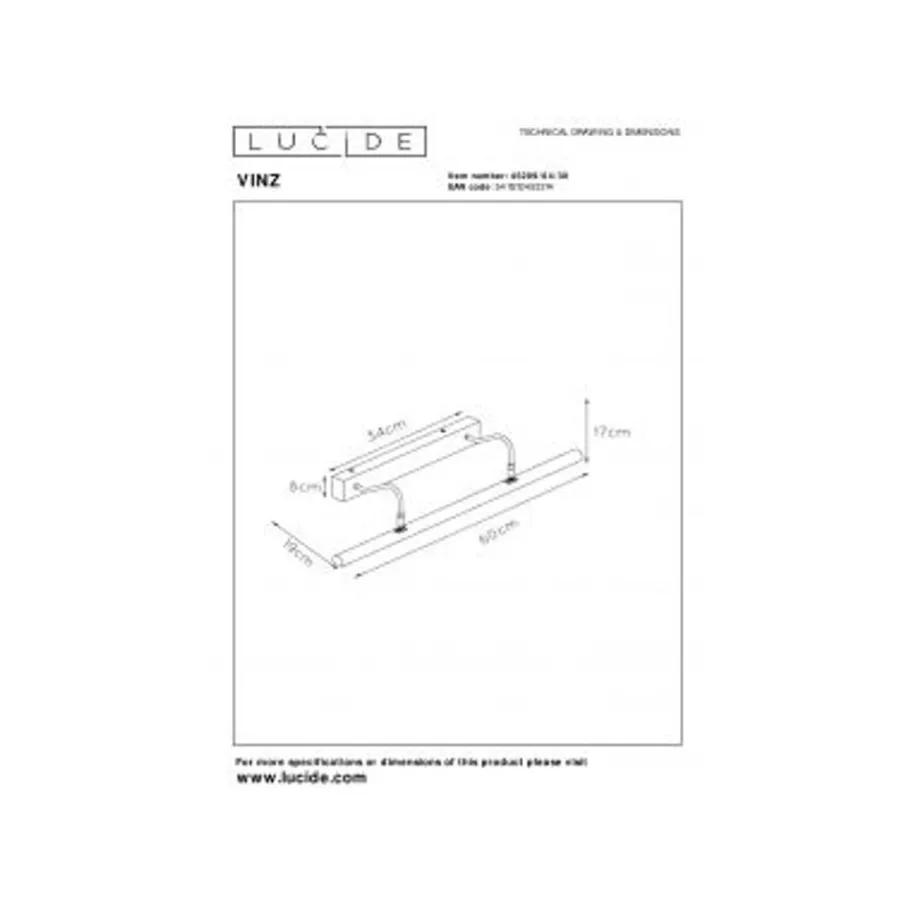 Lucide VINZ Schilderijve.-Zwart-4xG9-28W-Metaal