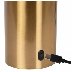 Lucide VIVO - Oplaadbare Tafellamp - Accu/Batterij - Ø 8 cm - LED Dimb. - E27 - 1x1W 2700K - Mat Goud / Messing Clearance