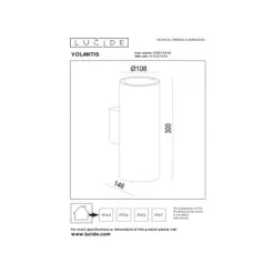 Lucide VOLANTIS Wandspot Buiten-Zwart-2xE27-40W-IP54