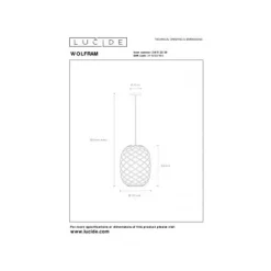 Lucide WOLFRAM - Hanglamp - Ø 32 cm - 1xE27 - Zwart Online