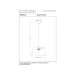 Lucide WOOLLY Hanglamp-Groen-Ø28-1xE27-60W-Katoen Hot