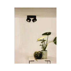 Lucide YUMIKO - Plafondspot - Ø 7,8 cm - LED Dimb. - 2x10W 2700K - Zwart Clearance