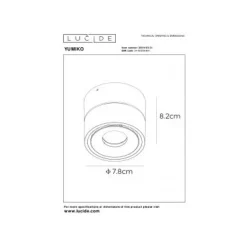 Lucide YUMIKO - Plafondspot - Ø 7,8 cm - LED Dimb. - 1x10W 2700K - Wit Clearance