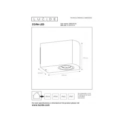 Lucide ZORA-LED - Wandspot Buiten - LED Dimb. - GU10 - 1x5W 3000K - IP44 - Zwart Outlet