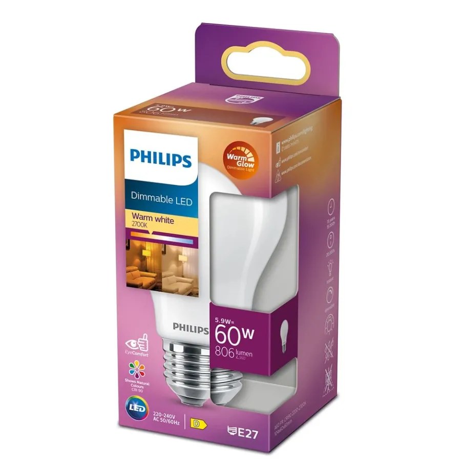 Philips Lighting LED-lamp E27 A60 5,9W-60W Dimbaar