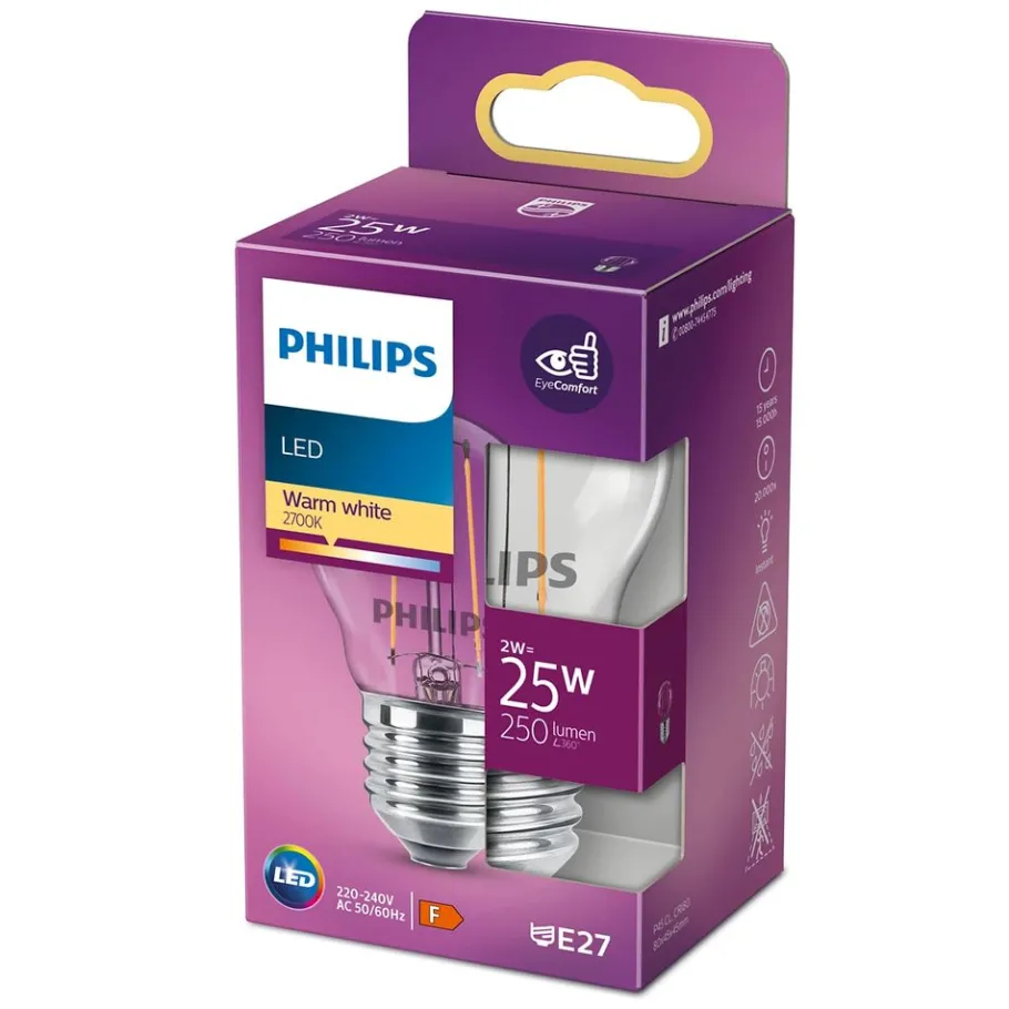 Philips Lighting LED-lamp Kogellamp Filament E27 P45 2W-25W Clearance