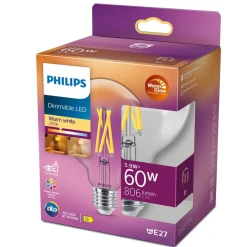 Philips Lighting LED-lamp filament E27 G93 5,9W-60W Dimbaar New